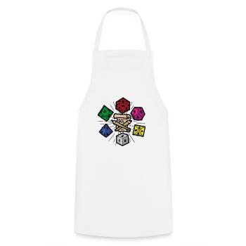 PAPER PEN AND DICE RPG Fantasy Role Playing Game - Cooking Apron - white - Front - AI Model Male 185 dark (185cm)