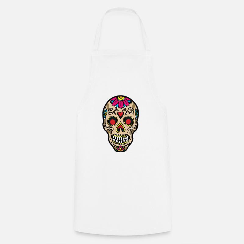 SUGAR SKULL TATTOO - Cooking Apron - white