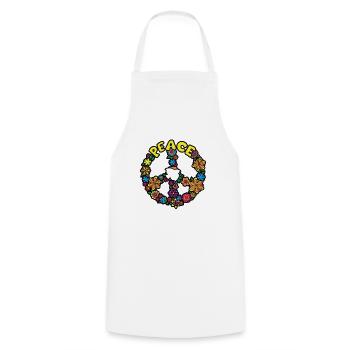 FLOWER POWER Paix - Tablier de cuisine - blanc - Devant - AI Model Male 185 dark (185cm)