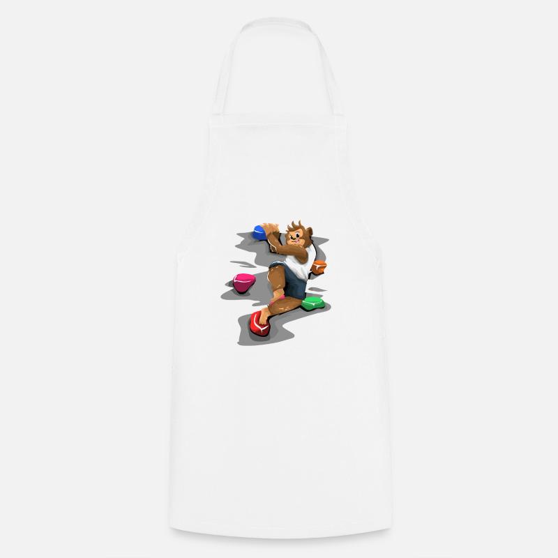 Singe grimpe sur un mur - Tablier de cuisine - blanc
