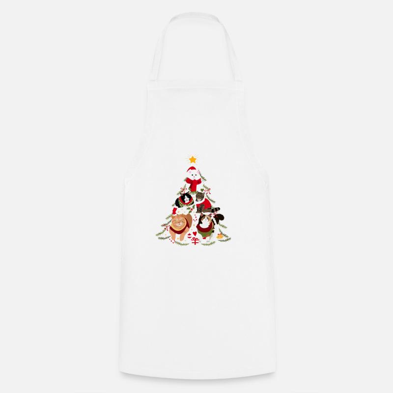 Arbre de Noël chat cadeaux de Noël chats - Tablier de cuisine - blanc