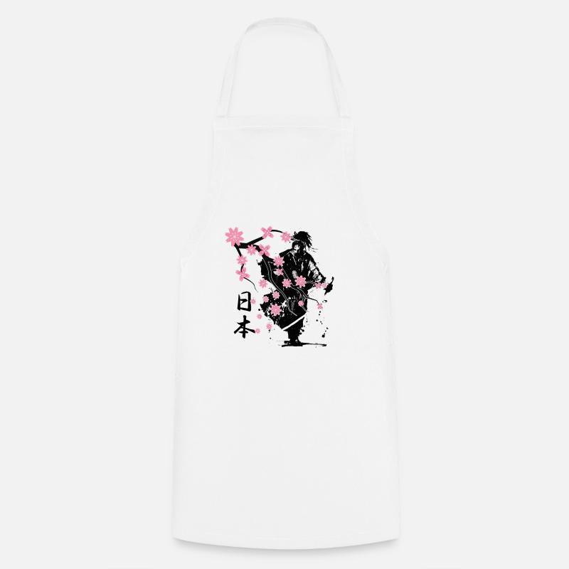 Samurai Krieger Sakura Blumenstil - Kochschürze - Weiß