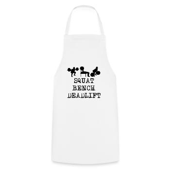 Powerlifting Squat Bench Deadlift Gym - Cooking Apron - white - Front - AI Model Male 185 dark (185cm)