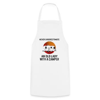 Never Underestimate An Old Lady With A Camper - Cooking Apron - white - Front - AI Model Male 185 dark (185cm)