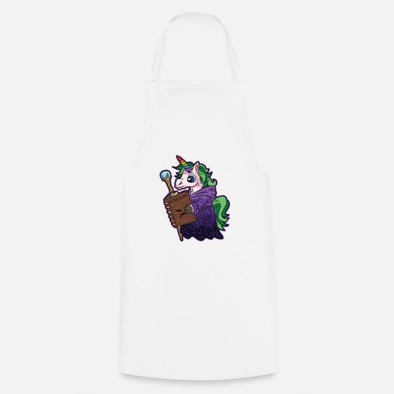 Unicorn Mage Necromancer Warlock Comic - Cooking Apron - white