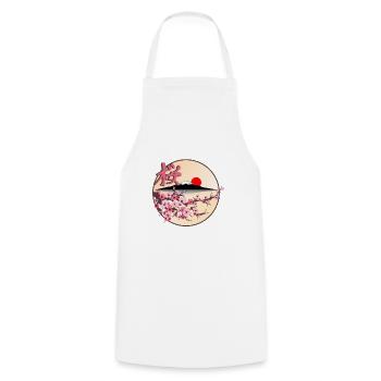 Japanese cherry blossom tree - Cooking Apron - white - Front - AI Model Male 185 dark (185cm)