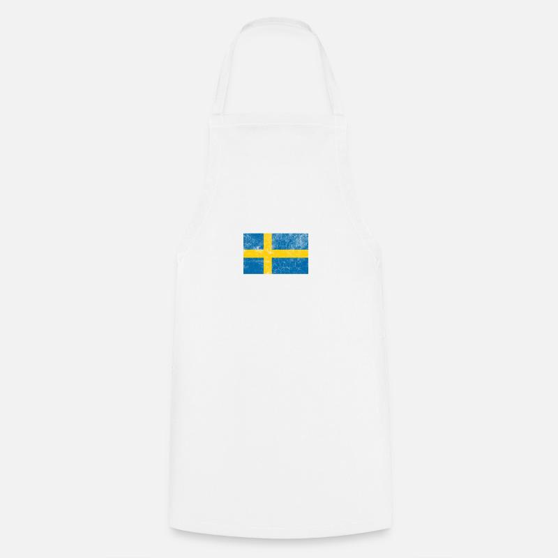 Sweden Flag Distressed - Cooking Apron - white