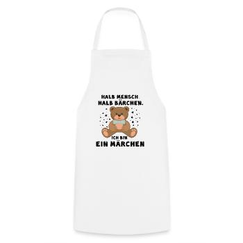 half human half bear I'm a fairy tale - Cooking Apron - white - Front - AI Model Male 185 dark (185cm)