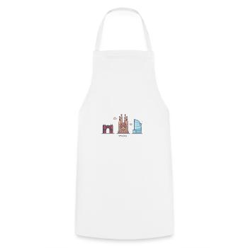 Barcelona - Cooking Apron - white - Front - AI Model Male 185 dark (185cm)