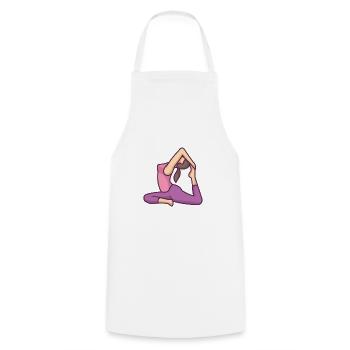 Cours de yoga - Tablier de cuisine - blanc - Devant - AI Model Male 185 dark (185cm)