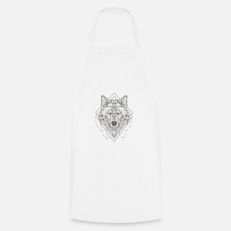 MOTIF MANDALA DE LOUP - Tablier de cuisine - blanc