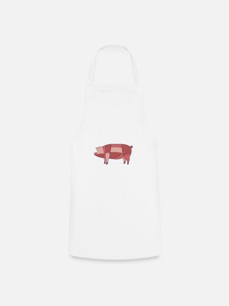 Schweinefleisch schneiden - Kochschürze - Weiß