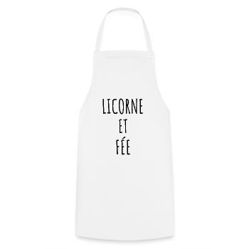 LICORNE ET FÉE idée cadeau humour - Tablier de cuisine - blanc - Devant - AI Model Male 185 dark (185cm)