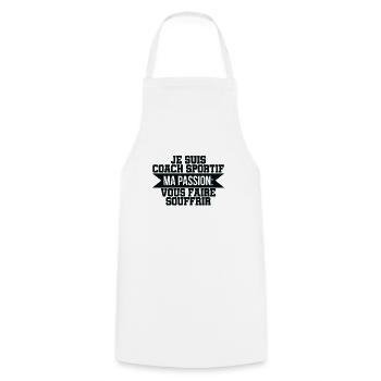 Cadeau Coach Sportif Humour - Tablier de cuisine - blanc - Devant - AI Model Male 185 dark (185cm)