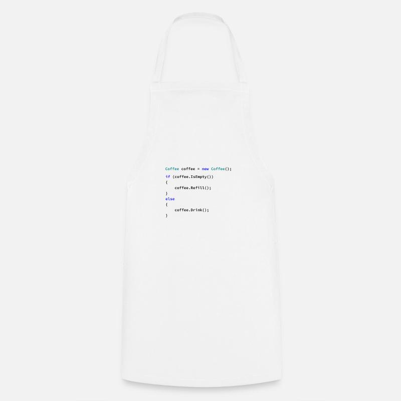 Coffee, When coffee empty refill, otherwise drink - Cooking Apron - white