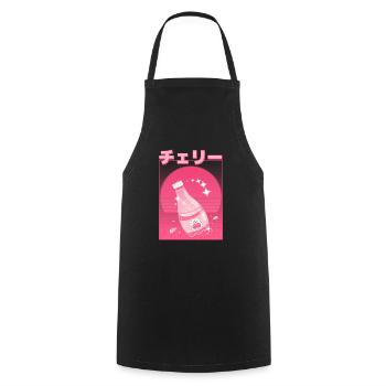 Retro japanische Kirschsoda - Vaporwave Ästhetik - Kochschürze - Schwarz - Vorne - AI Model Male 185 dark (185cm)