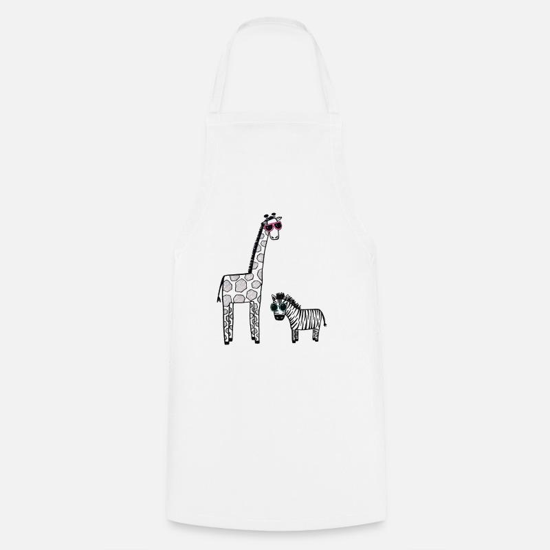 Giraffe and zebra with sunglasses - Cooking Apron - white