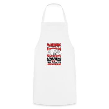 Due to the rising cost of ammunition - Warning Gun - Cooking Apron - white - Front - AI Model Male 185 dark (185cm)