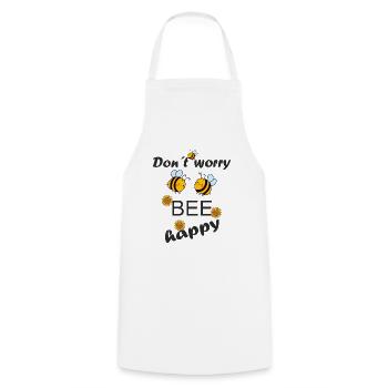 Bee happy abeilles miel Apiculteur - Tablier de cuisine - blanc - Devant - AI Model Male 185 dark (185cm)