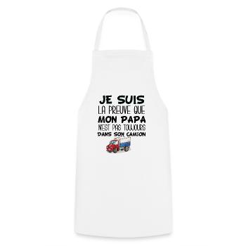 Camion papa je suis la preuve que mon papa - Tablier de cuisine - blanc - Devant - AI Model Male 185 dark (185cm)