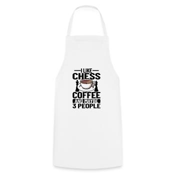 CHESS / COFFEE: chess, coffee & maybe 3 people - Kochschürze - Weiß - Vorne - AI Model Male 185 dark (185cm)