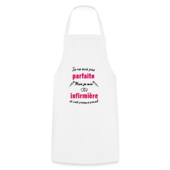 je ne suis pas parfaite mais je suis infirmière - Tablier de cuisine - blanc - Devant - AI Model Male 185 dark (185cm)