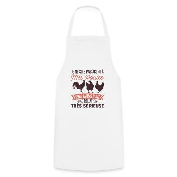 Accro À Mes Poules Cadeau Jardinage Humour - Tablier de cuisine - blanc - Devant - AI Model Male 185 dark (185cm)