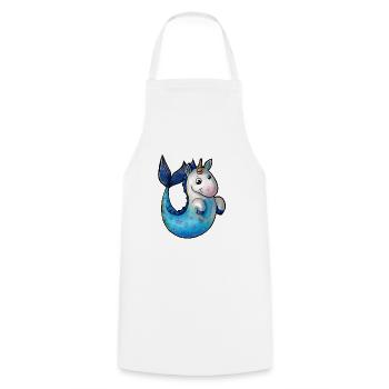 Caricature de sirène de licorne - Tablier de cuisine - blanc - Devant - AI Model Male 185 dark (185cm)