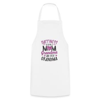 Happiness is mom grandma and great-grandmother - Cooking Apron - white - Front - AI Model Male 185 dark (185cm)