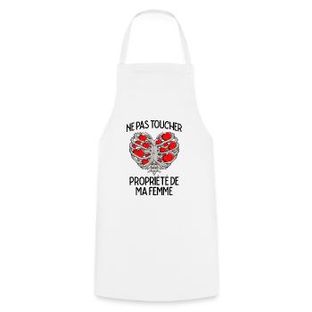 Ne Pas Toucher Cadeau Saint Valentin Couple Humour - Tablier de cuisine - blanc - Devant - AI Model Male 185 dark (185cm)