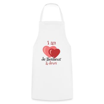 Cadeau anniversaire mariage 1 an - Tablier de cuisine - blanc - Devant - AI Model Male 185 dark (185cm)