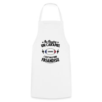 Au Rugby Un Caramel C'est Pas Une Friandise - Tablier de cuisine - blanc - Devant - AI Model Male 185 dark (185cm)