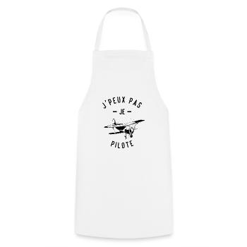 J'peux pas je pilote, Cadeau rétro avion - Tablier de cuisine - blanc - Devant - AI Model Male 185 dark (185cm)