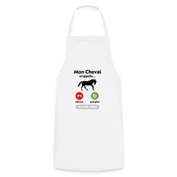 Mon cheval m'appelle faut que j’y aille Cadeau - Tablier de cuisine - blanc - Devant - AI Model Male 185 dark (185cm)