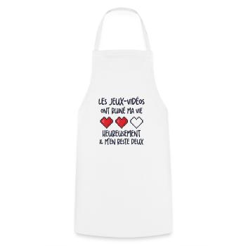 Les Jeux Vidéos Ont Ruiné Ma Vie Humour Geek - Tablier de cuisine - blanc - Devant - AI Model Male 185 dark (185cm)