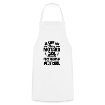 Un papy motard comme un papy Plus cool - Tablier de cuisine - blanc - Devant - AI Model Male 185 dark (185cm)