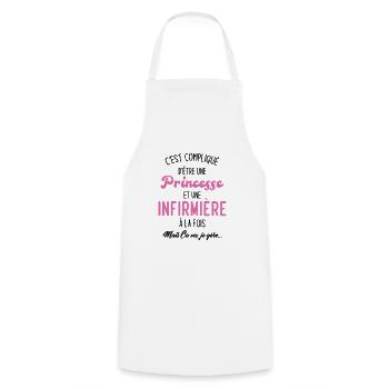 Princesse et infirmière, Cadeau infirmière femme - Tablier de cuisine - blanc - Devant - AI Model Male 185 dark (185cm)