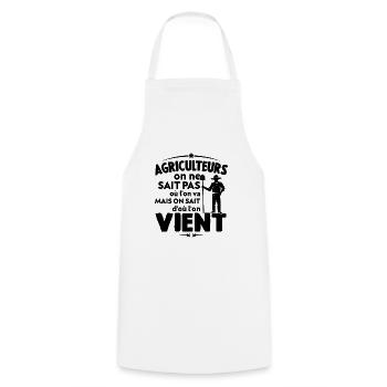 Humour Cadeau Agriculteurs on sait d'où l'on vient - Tablier de cuisine - blanc - Devant - AI Model Male 185 dark (185cm)