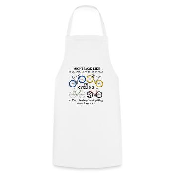Cycling I Might Look Like I'm Listening To You - Cooking Apron - white - Front - AI Model Male 185 dark (185cm)