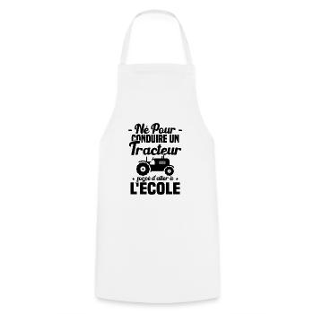 Né Pour Conduire Un Tracteur Cadeau Humour Fermier - Tablier de cuisine - blanc - Devant - AI Model Male 185 dark (185cm)