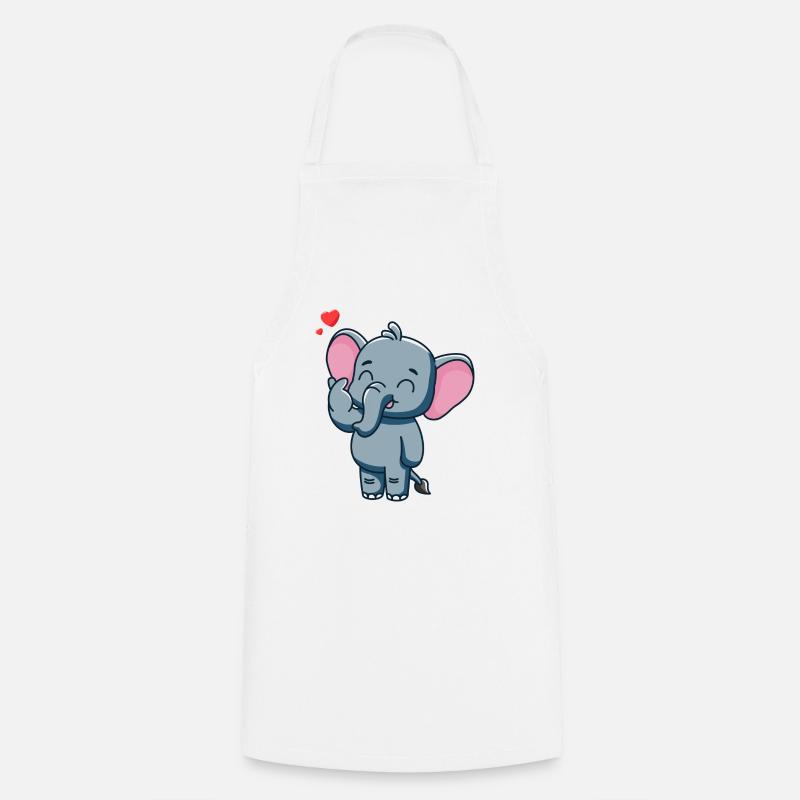 Mignon bébé éléphant avec du cœur - Tablier de cuisine - blanc