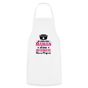 Je suis une maman et une infirmière humour cadeau - Tablier de cuisine - blanc - Devant - AI Model Male 185 dark (185cm)