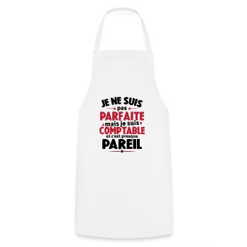 Pas parfaite mais je suis comptable humour cadeau - Tablier de cuisine - blanc - Devant - AI Model Male 185 dark (185cm)