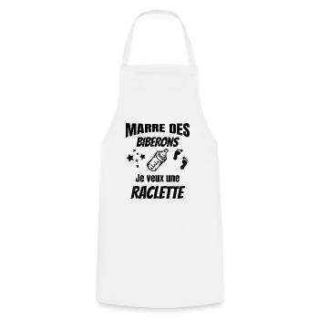 marre des biberons, je veux une raclette. Bébé - Tablier de cuisine - blanc - Devant - AI Model Male 185 dark (185cm)