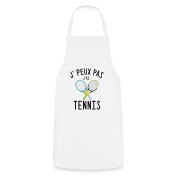 J'peux pas j'ai tennis cadeau humour sport tennis - Tablier de cuisine - blanc - Devant - AI Model Male 185 dark (185cm)