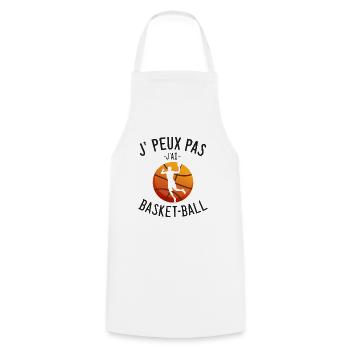 j'peux pas j'ai basket - Basketball - basket-ball - Tablier de cuisine - blanc - Devant - AI Model Male 185 dark (185cm)