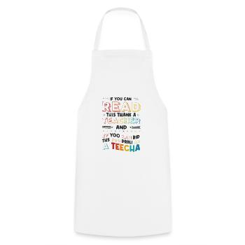 If you can read this, thank the teacher - Cooking Apron - white - Front - AI Model Male 185 dark (185cm)