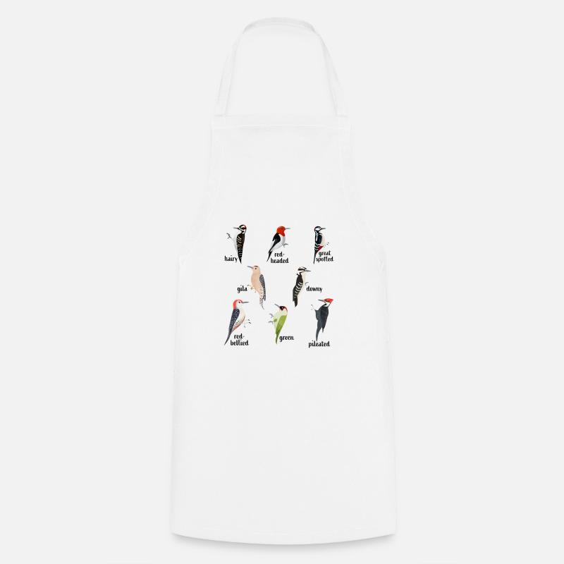 Types de cadeau d’observation des oiseaux pics - Tablier de cuisine - blanc