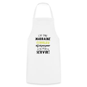 J'ai une marraine cinglée et je peux m'en servir - Tablier de cuisine - blanc - Devant - AI Model Male 185 dark (185cm)