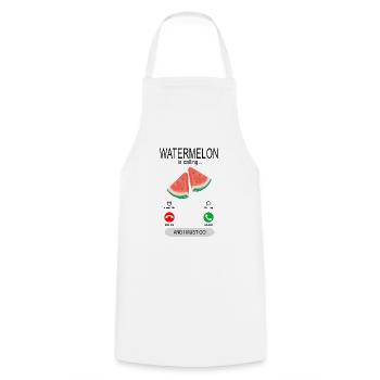 La pastèque appelle - Pastèque Pastèque Pastèque - Tablier de cuisine - blanc - Devant - AI Model Male 185 dark (185cm)